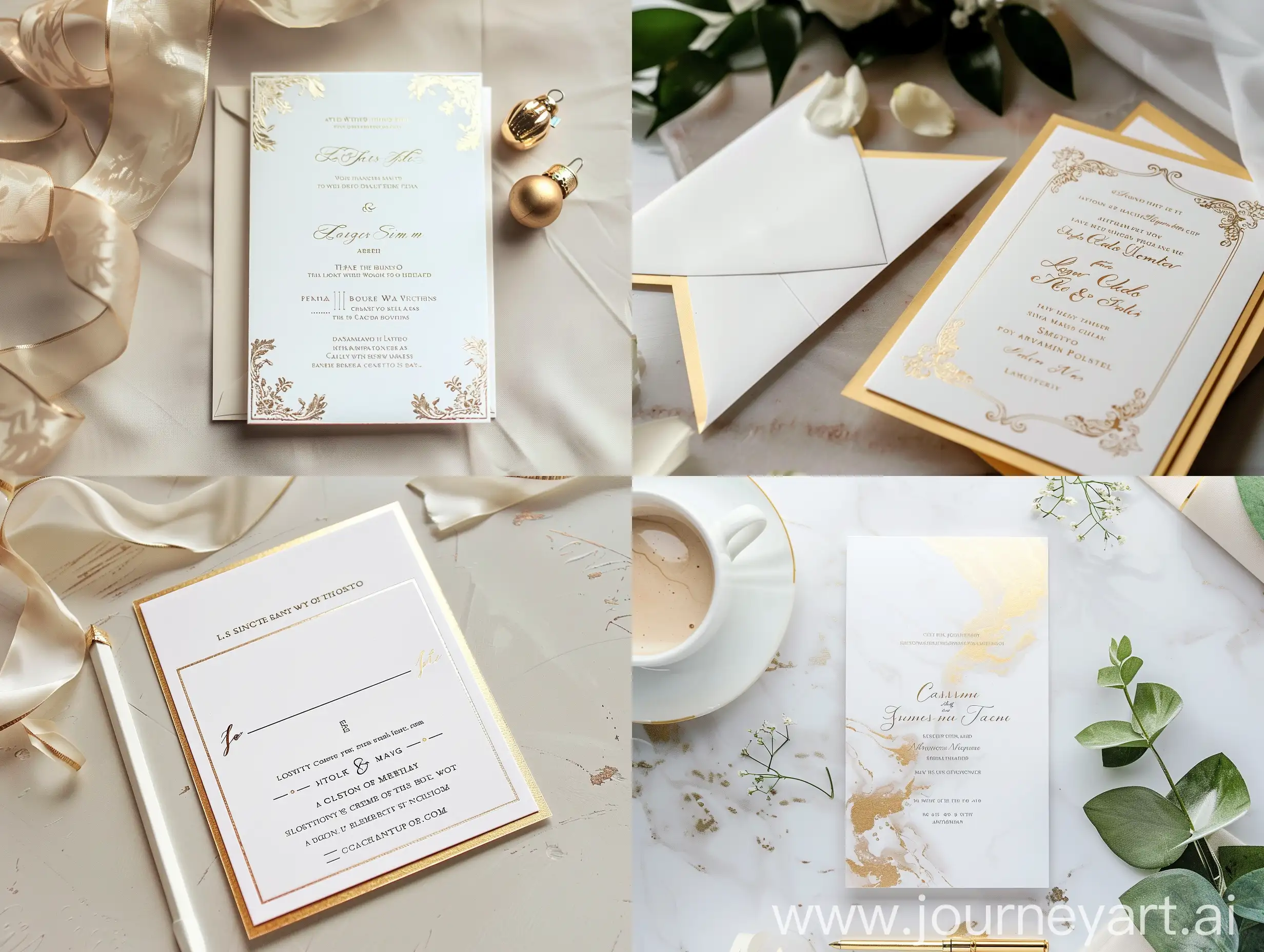 Classy Simple White and Gold Wedding Invitation Card Design