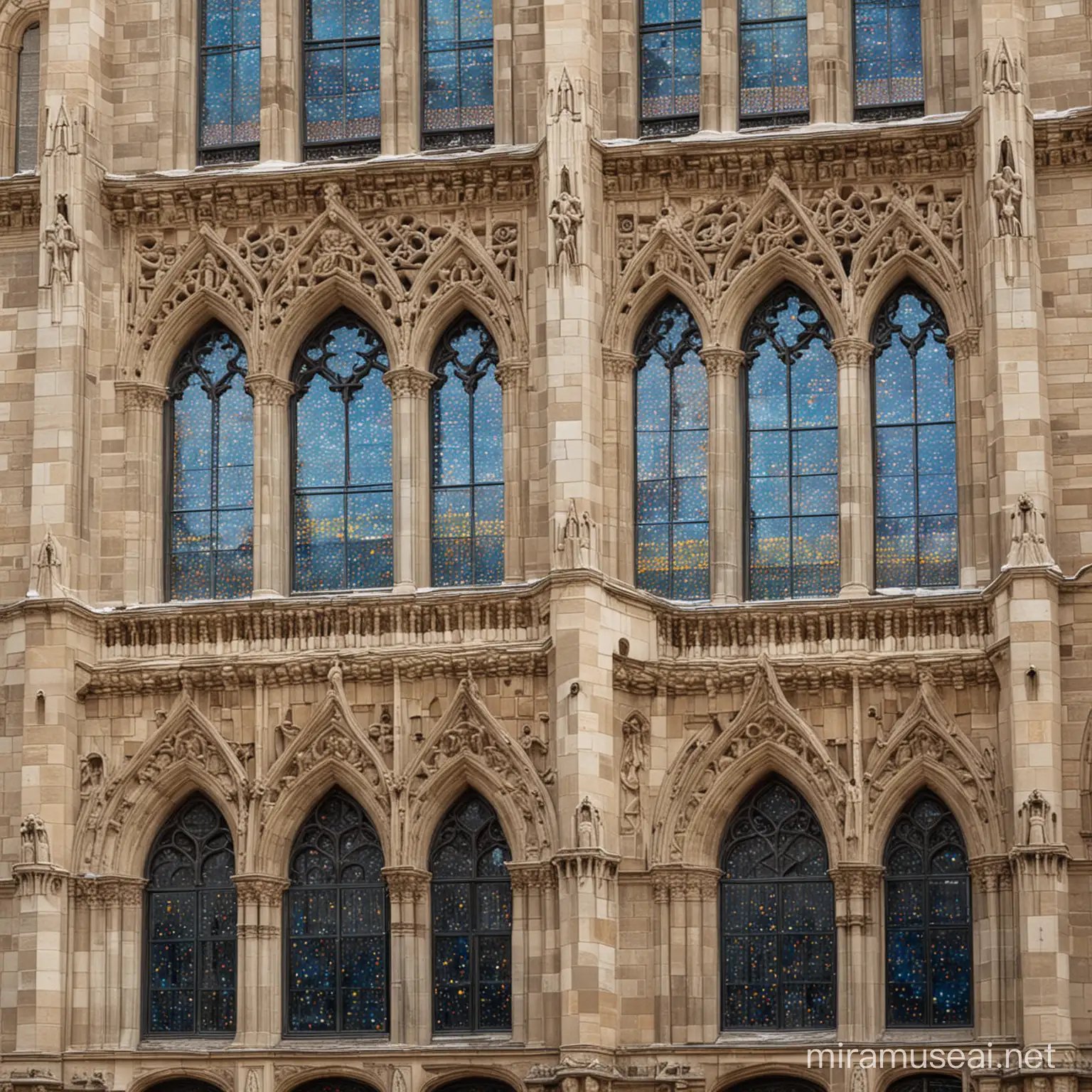 Stained Glass Windows Adorning a Majestic Building