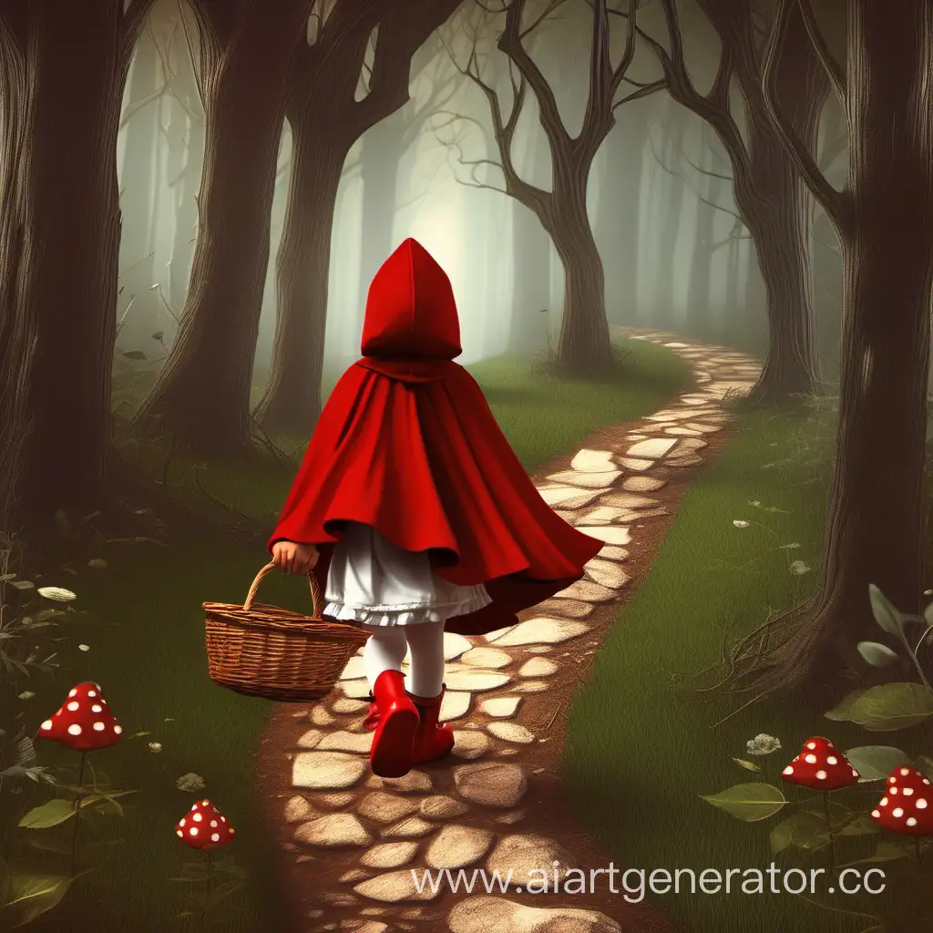 Little Red Riding Hood walks along the path