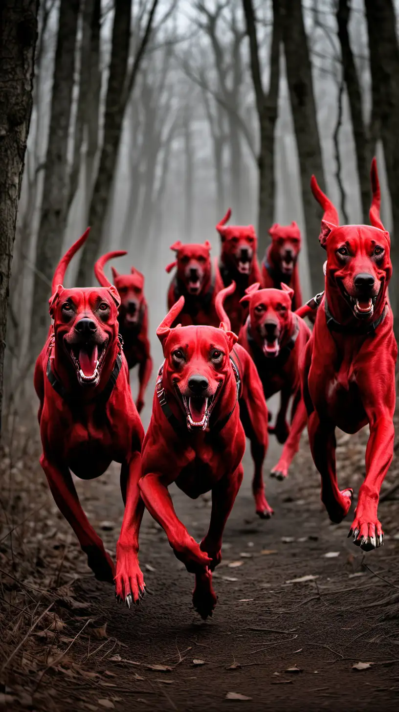 Energetic Bloodhounds Dash Through Enchanting Woodland