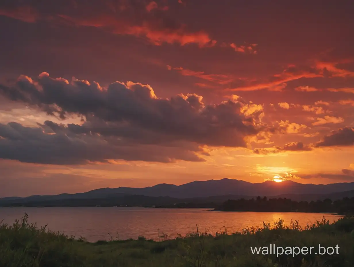 sunset with red sky cinematic nature



