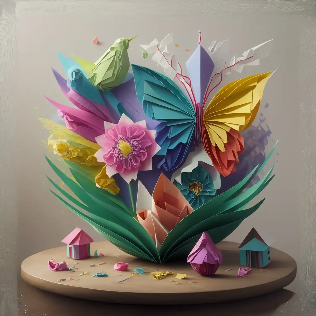 origami style illustration depicting creativity