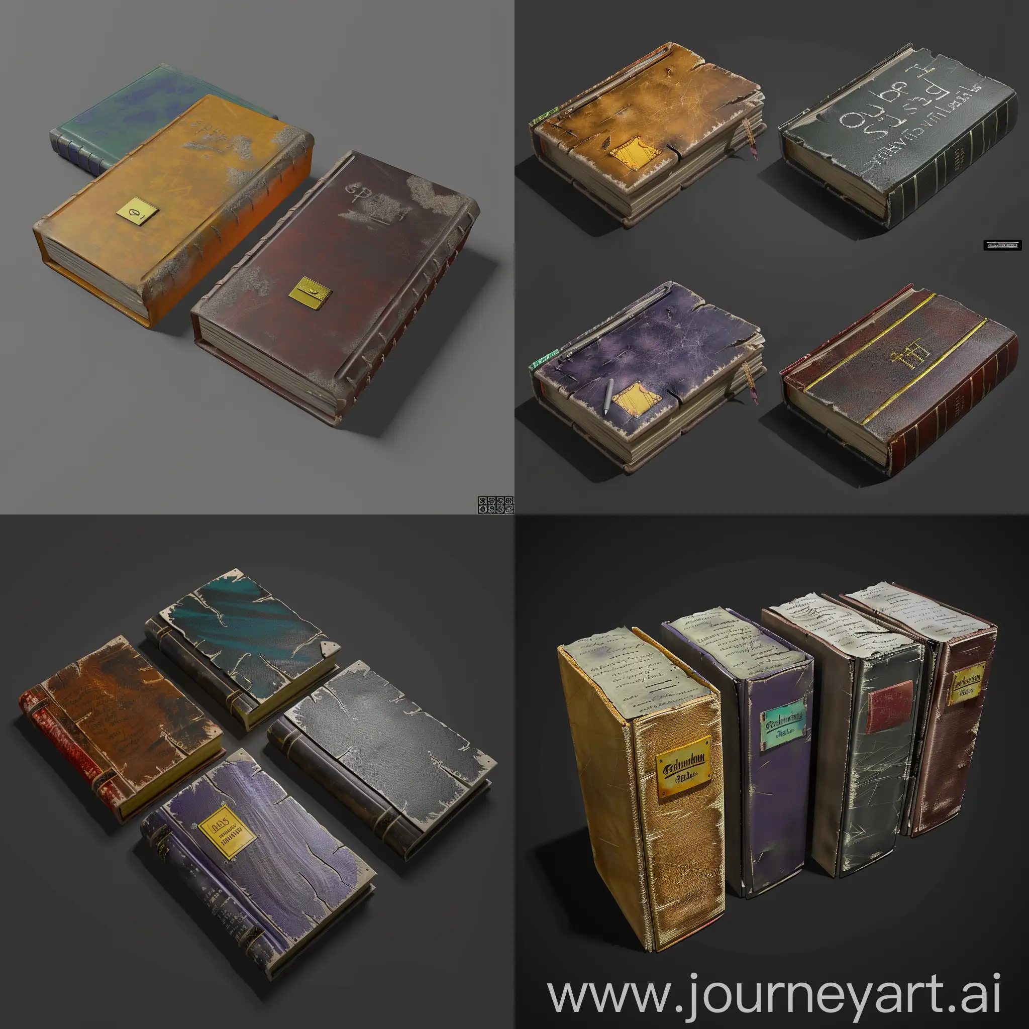Stack-of-Worn-Leather-Books-Realistic-3D-Blender-Game-Asset