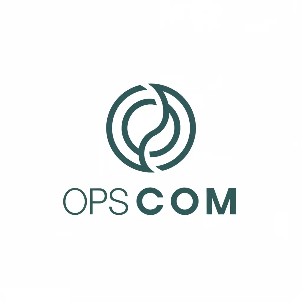 a logo design,with the text "Opscom", main symbol:circle,Minimalistic,clear background