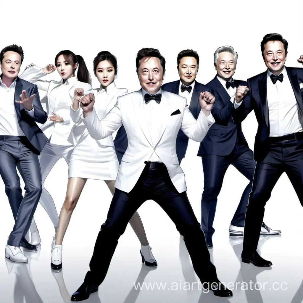 Нарисуй K-pop во главе с Илоном Маском танцуют "Opa Gangnam Style"