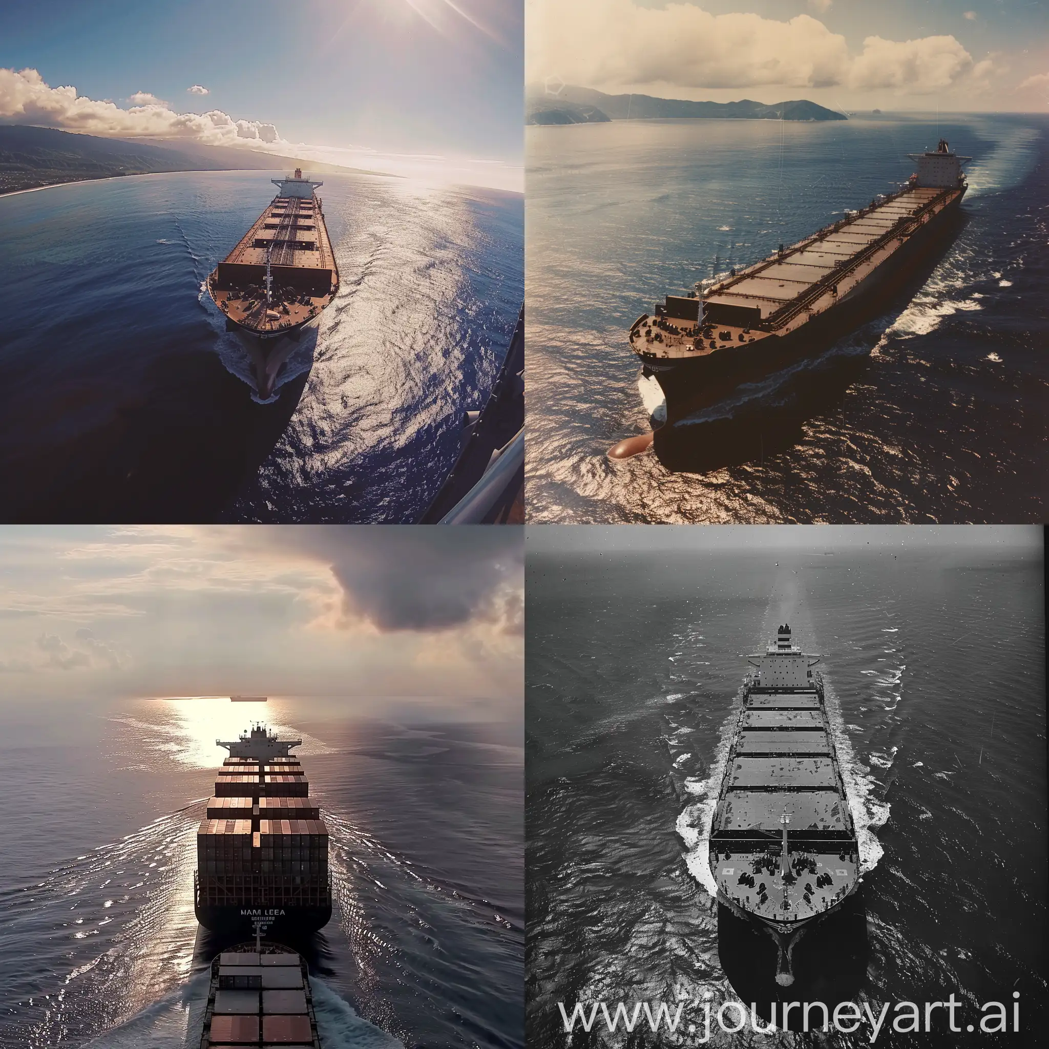 Aerial-Filming-of-Giant-Freighter-in-the-Pacific-Ocean