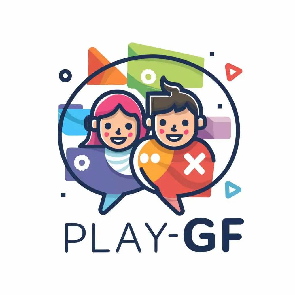 LOGO-Design-For-Playgf-Moderately-Clear-Background-with-Chat-Room-Boys-and-Girls-Theme