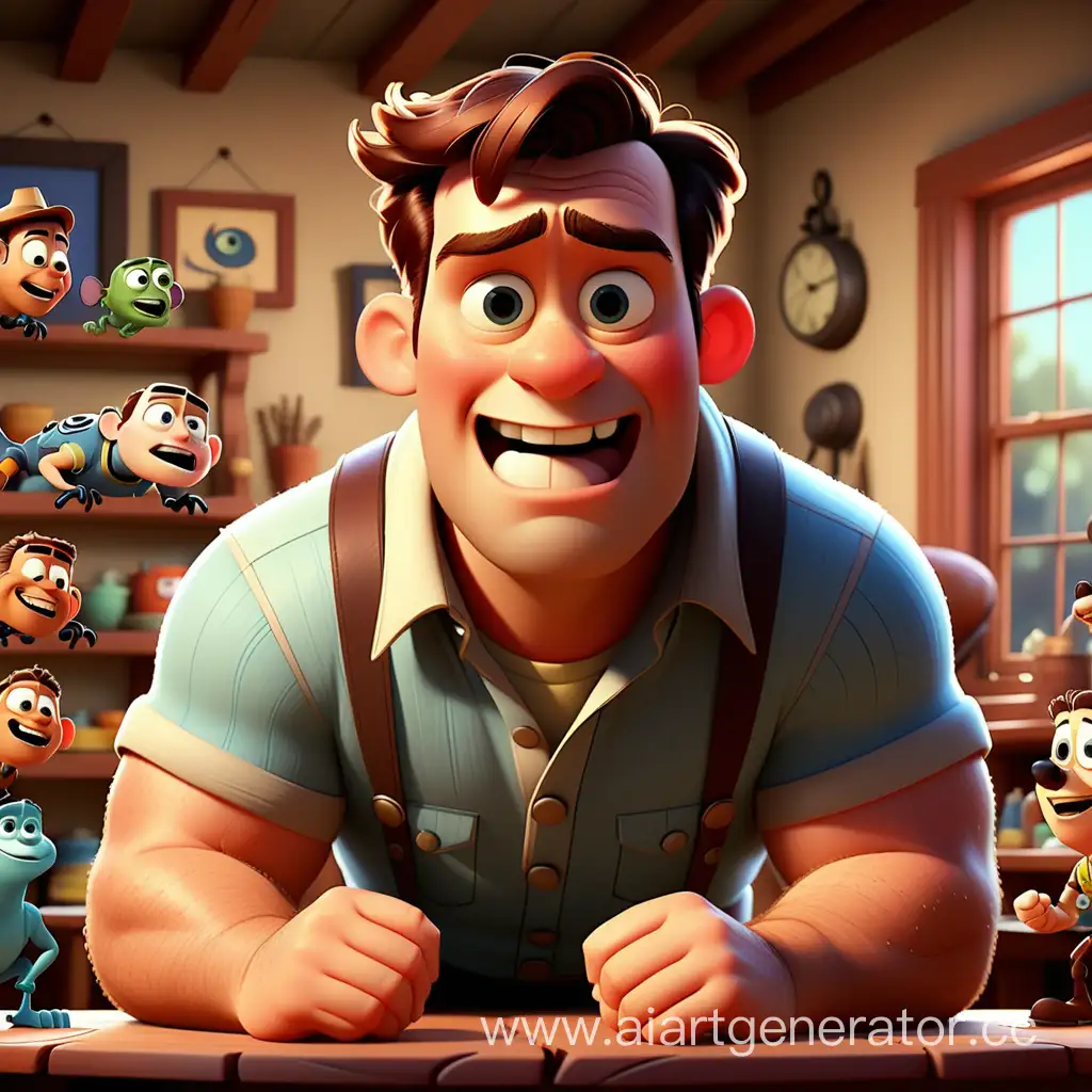Man-Creating-Artwork-in-Disney-Pixar-Style