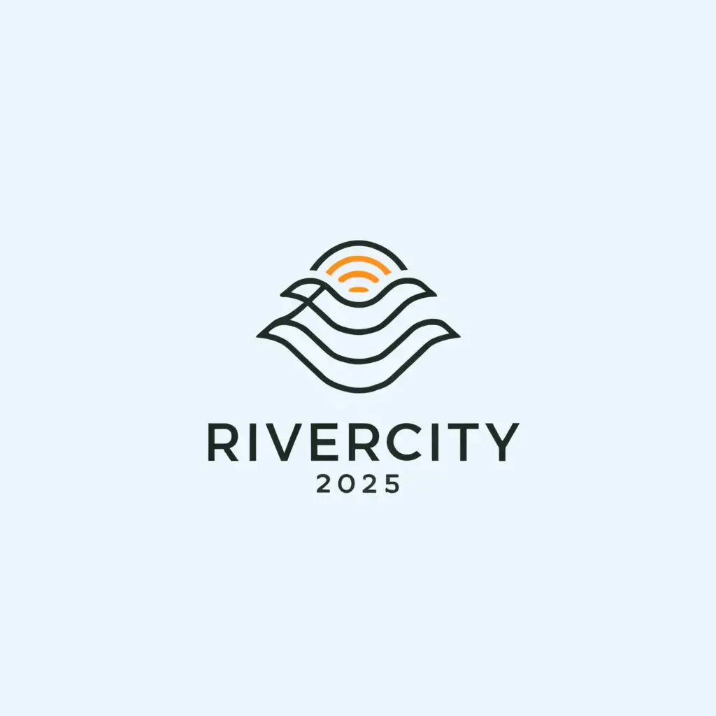 a logo design,with the text "RiverCity 2025", main symbol:Scenery, something like sea,Minimalistic,be used in Real Estate industry,clear background