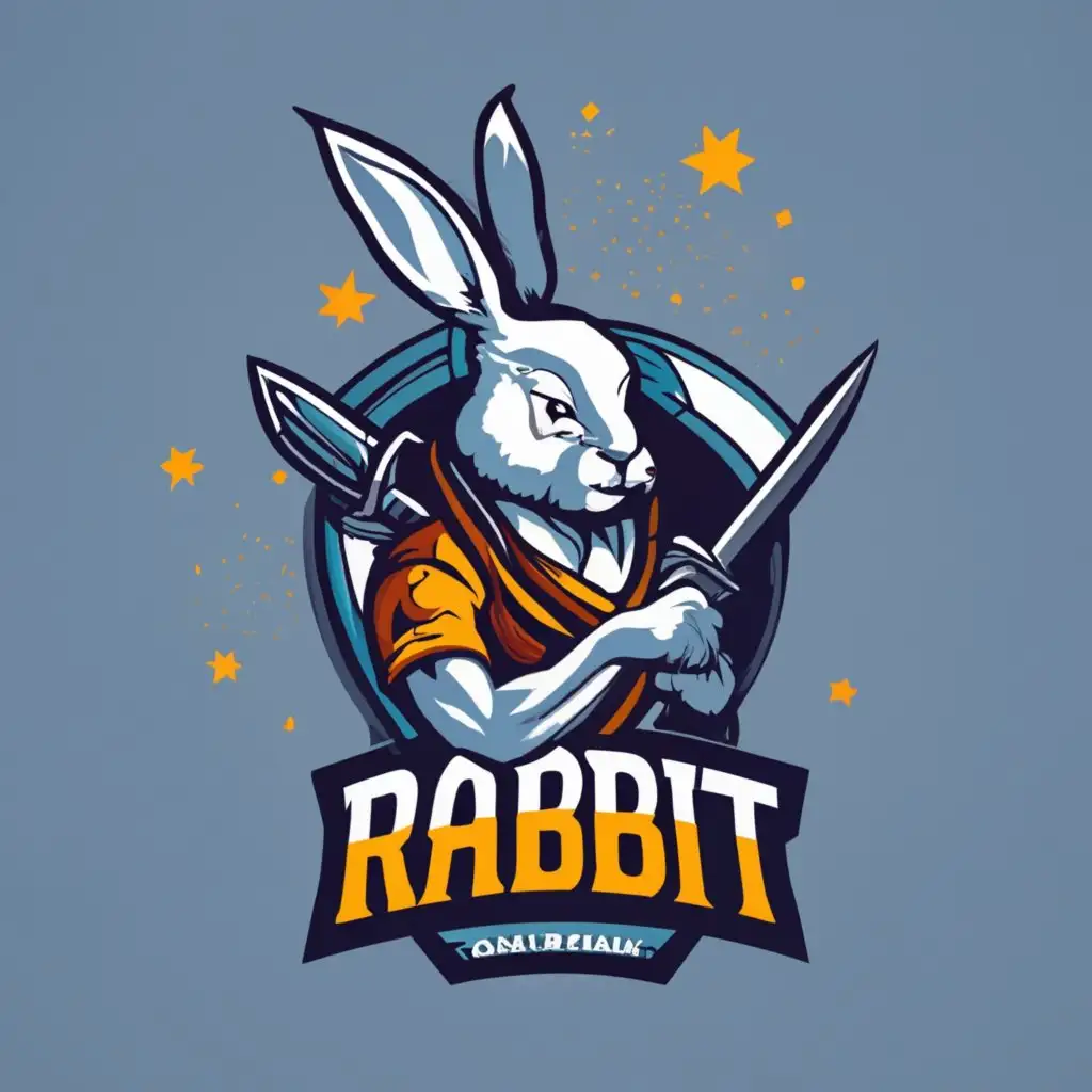 LOGO-Design-For-Crazy-Rabbit-Dynamic-SkyColored-Rabbits-Warrior-Emblem-for-Sports-Fitness