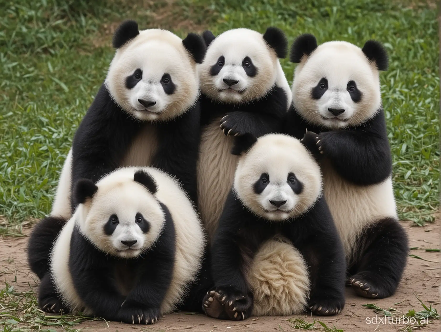Adorable-Pandas-Playing-with-Bamboo-in-a-Bamboo-Forest