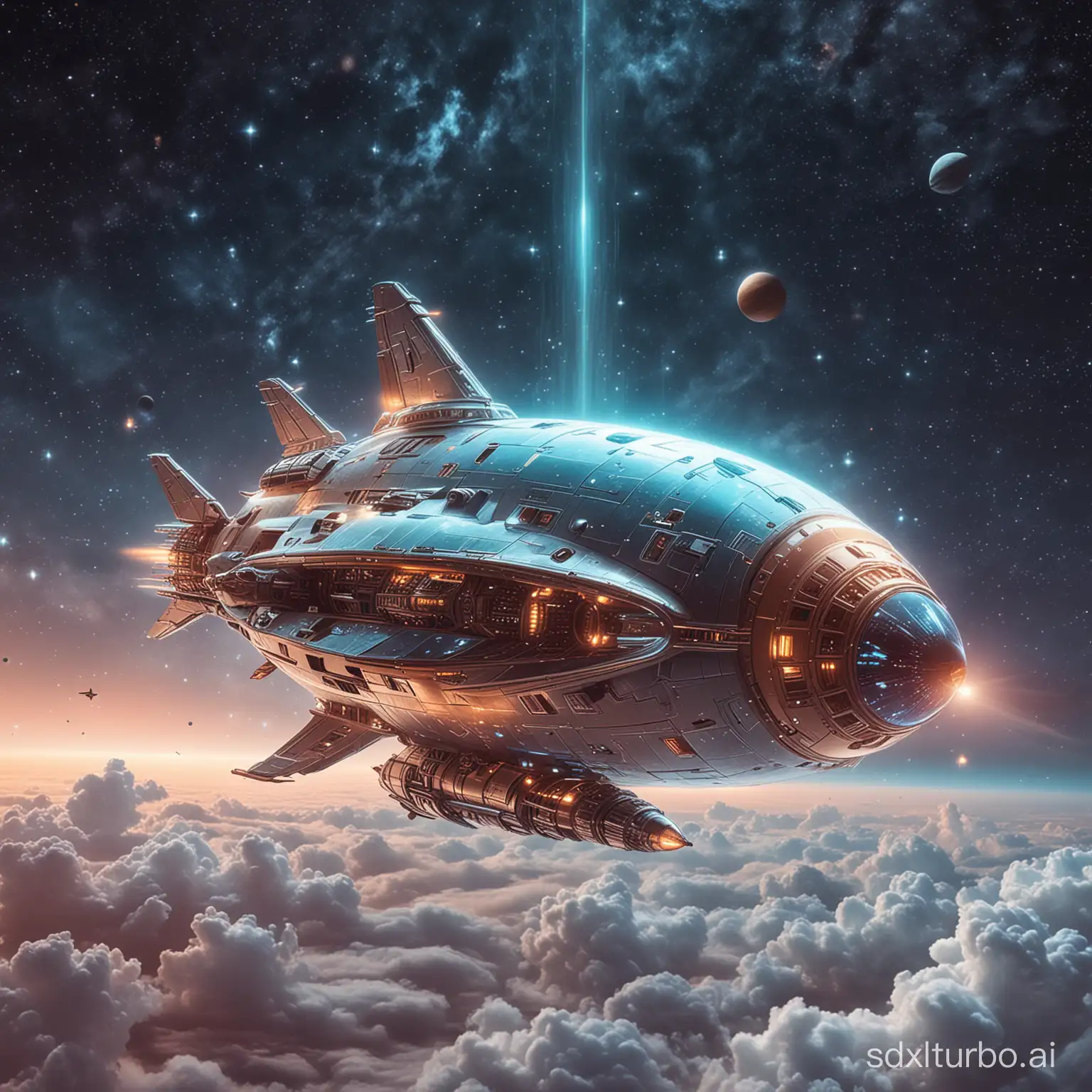 Futuristic-Spaceship-Soaring-Through-Cosmic-Dreamscape