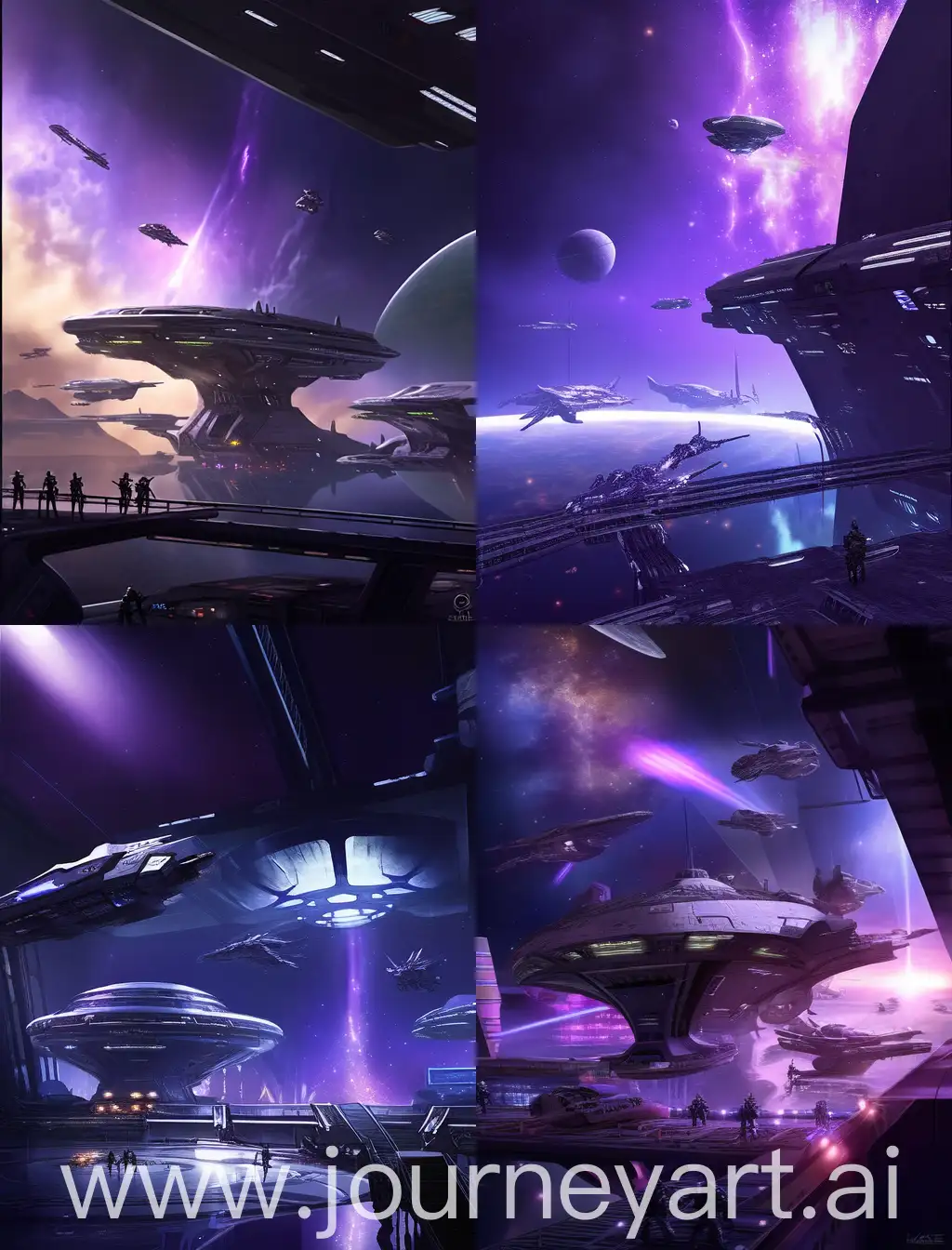Galactic-Battleships-and-Launching-Starfighters-in-Nebulae