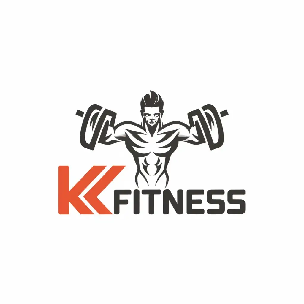 a logo design,with the text "KK Fitness", main symbol:Muscle,Moderate,be used in Sports Fitness industry,clear background