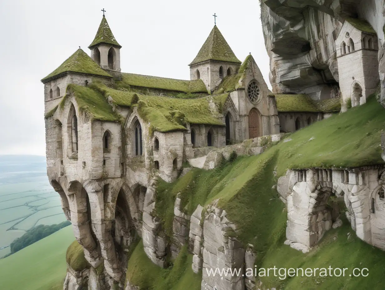 Medieval-Decrepit-Monastery-perched-on-Cliff-with-Mosscovered-Whitestone-Walls