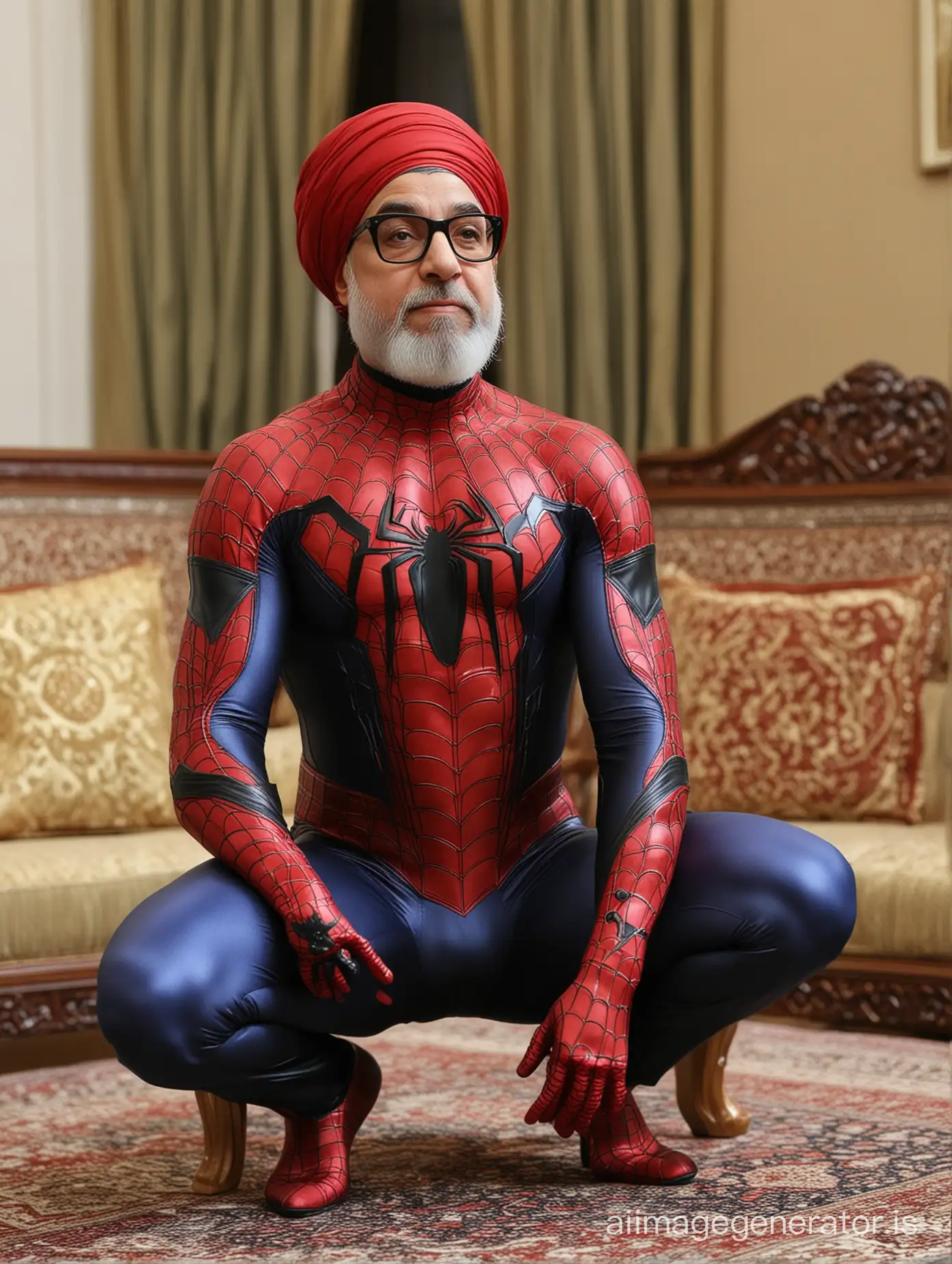 Hassan Rouhani wearing Spiderman suit