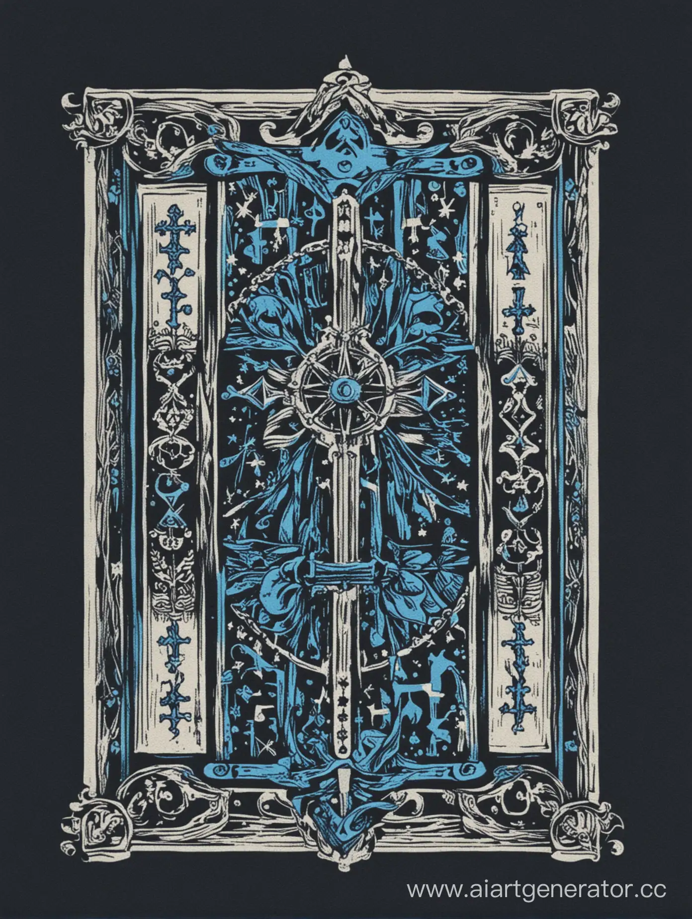 Mystical-Tarot-Card-Shirt-with-Black-White-and-Blue-Color-Scheme