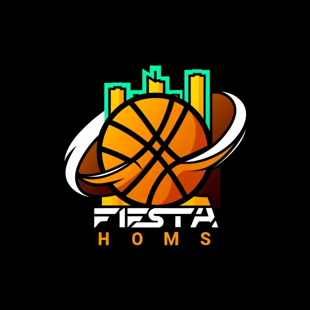 a logo design,with the text "fiesta homes", main symbol:basketball,complex,be used in Sports Fitness industry,clear background