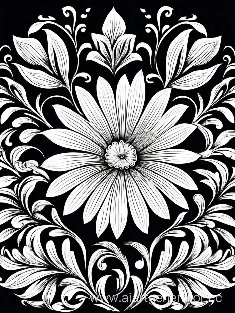 Elegant-Vintage-Flower-Vector-Illustration-in-High-Resolution-on-Black-Background
