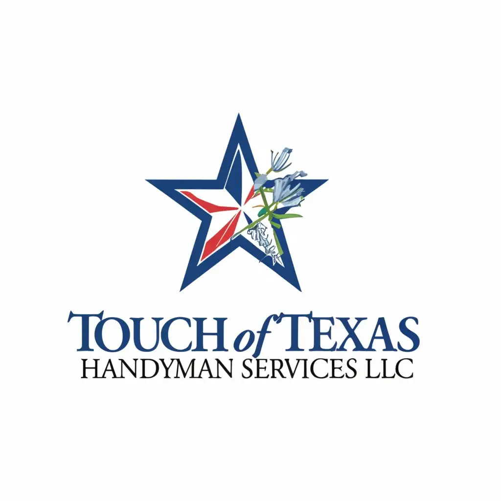 a logo design,with the text "Touch Of Texas Handyman Services LLC", main symbol:Texas star Bluebonnet,Moderate, be used in Home Family industry,clear background