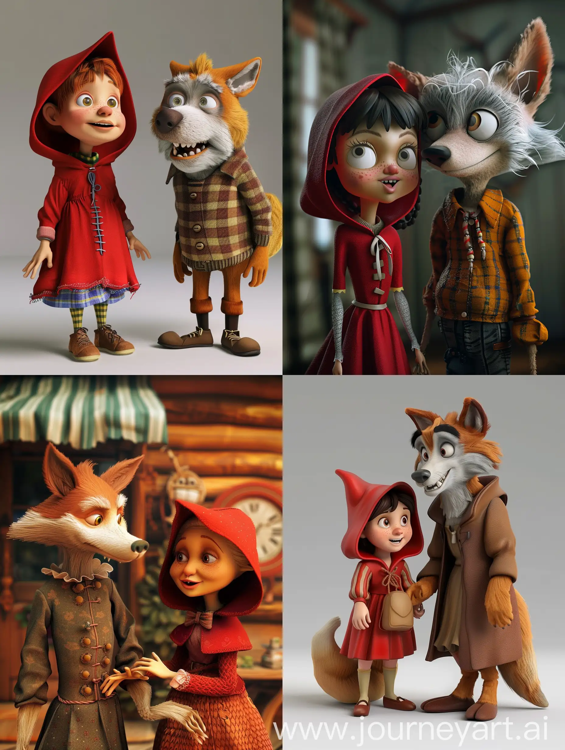 Disney-Cartoon-Characters-Little-Red-Riding-Hood-and-the-Wolf-Grandma-3D-Artwork