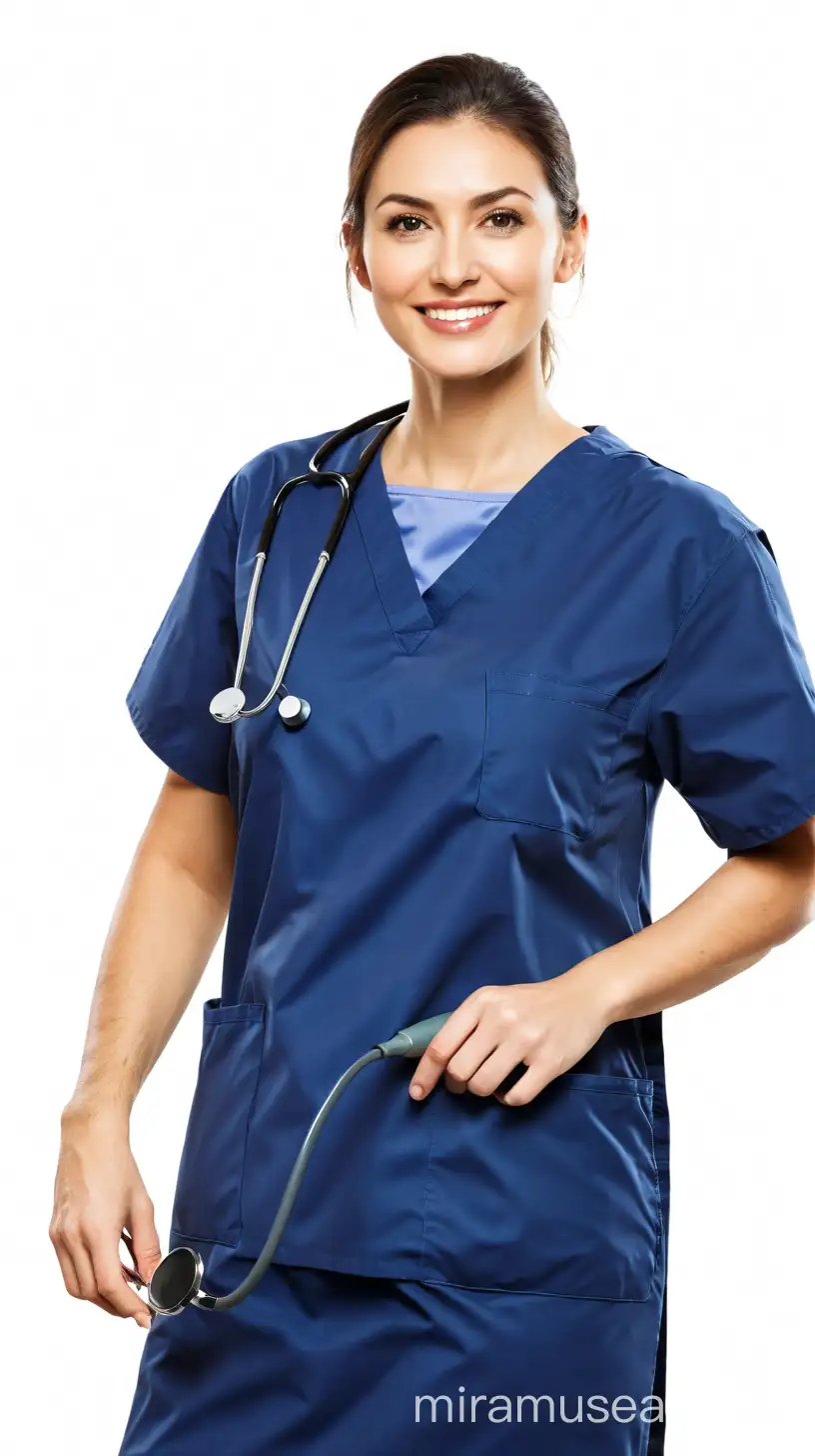 generate hd quality image wearing same doctor scrub & remove stethscope from image