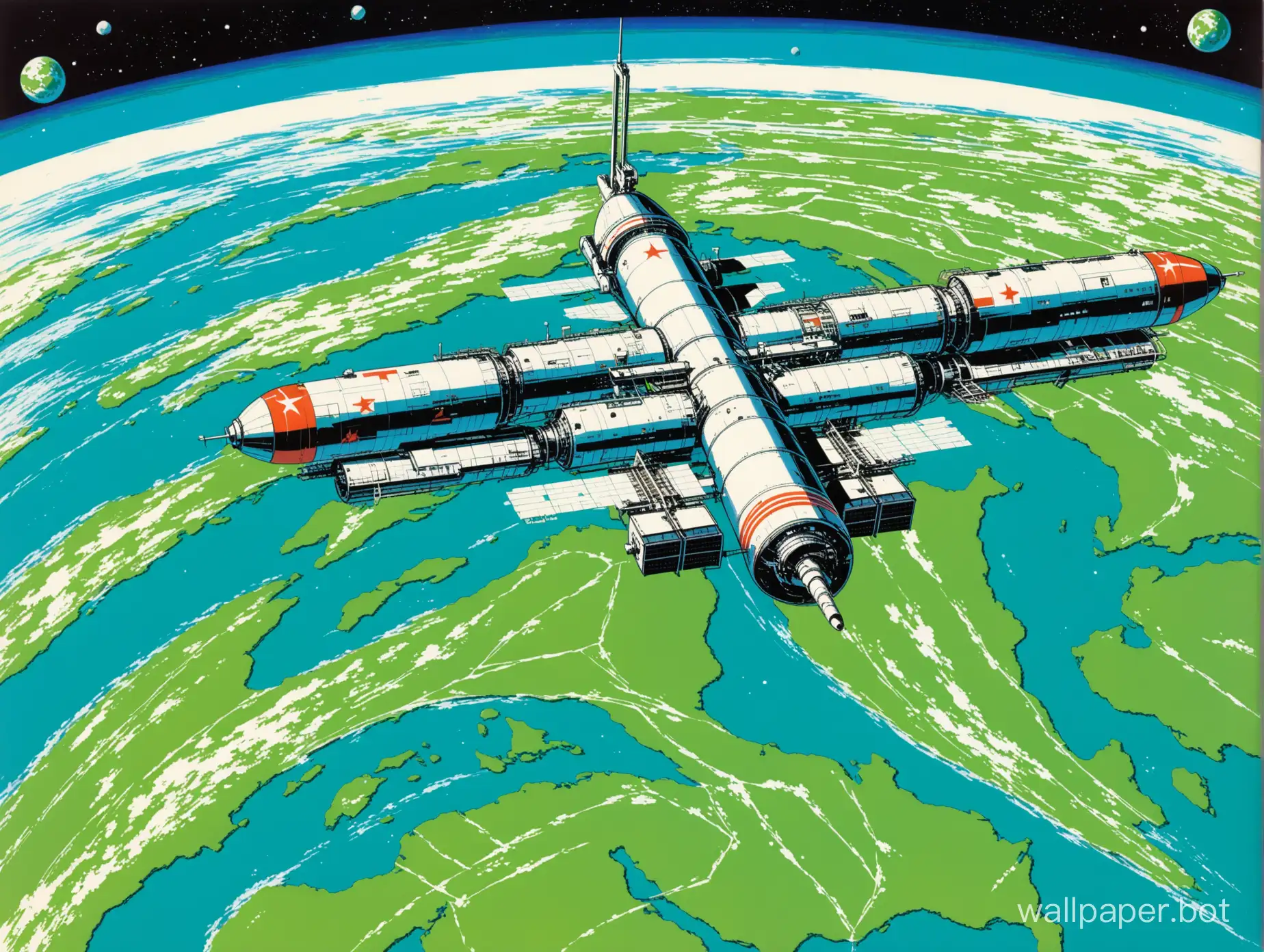 Soviet-MIR-Space-Stations-Orbiting-Earth-in-the-Verdant-1980s
