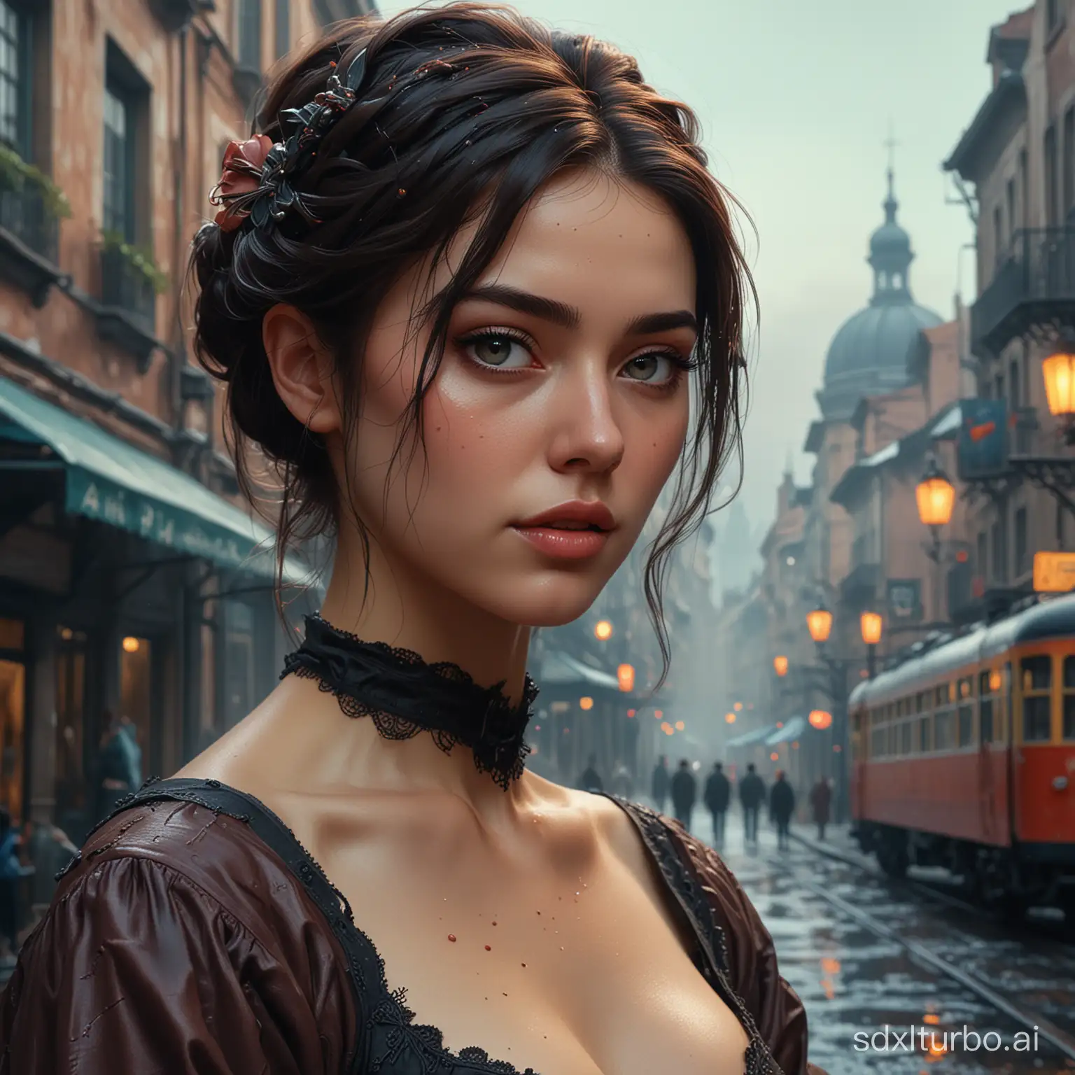 Countess on medieval streets, rococo Baroque, Beautiful and Intricately Detailed Insanely Detailed Octane Rendering Trending in Artstation, Black BG, Artistic Photography 8k, Octane Rendering, Photorealistic Concept Art, Perfect Light, Cinematic Smooth Natural Volume, Light-Dark, Award-Winning Photography, Artwork- press, bold colors, contrast, oil on canvas, raphael, caravaggio, greg rutkowski, beeple, beksinski, giger, Salvador Dalí, oil painting, heavy brushstrokes, paint drips, dramatic lighting, sharp focus, studio shot, intricate details highly detailed, by greg rutkowski, unreal engine, loish, rhads, beeple, makoto shinkai and lois van baarle, ilya kuvshinov, rossdraws, tom bagshaw, alphonse mucha, global lighting, detailed and intricate environment, comic style, heavy brushstrokes, train station trending art, watercolor style, ambient neon, abstract black oil, tinder wick, detailed acrylic, grunge, intricate complexity, rendered in unreal engine, photorealistic, neon ambient, abstract black oil, tinder wick, detailed acrylic, grunge, photorealistic complexity, oil painting, heavy strokes, dripping paint, [Cine movie scene still intricately detailed], cinematic realism, [Missing film style], strong RGB color tones, high action pose, badass location, busy, insanely detailed [dirty], [cluttered], chaos, perfect pupils, insanely detailed faces, intricately detailed location, film grain, HD, 8k, volumetric lighting, chiaroscuro, sfumato, [dim lit], cool colors, hair background, ear backlight, volumetric lighting, 8K, perfect eyes, perfect pupils, expressive eyes, smoke, particle fx, art by Vladimir Kush, kids story book style, muted colors, watercolor style, Miki Asai Macro photography, close-up, hyper detailed, trending on artstation, sharp focus, studio photo, intricate details, highly detailed, by greg rutkowski