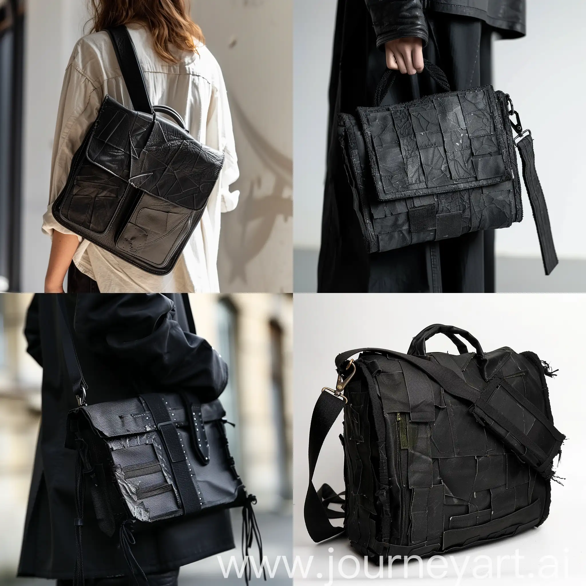  unique high fashion black unisex shoulder bag inspired by Maison Margiela with unusual pieces vintage 