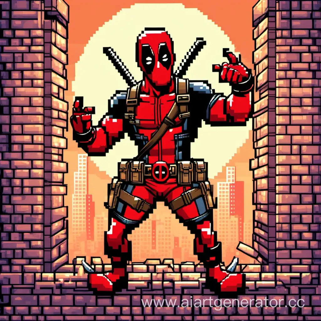 Irresistible Deadpool: Insane Adventure. Pixel background for game