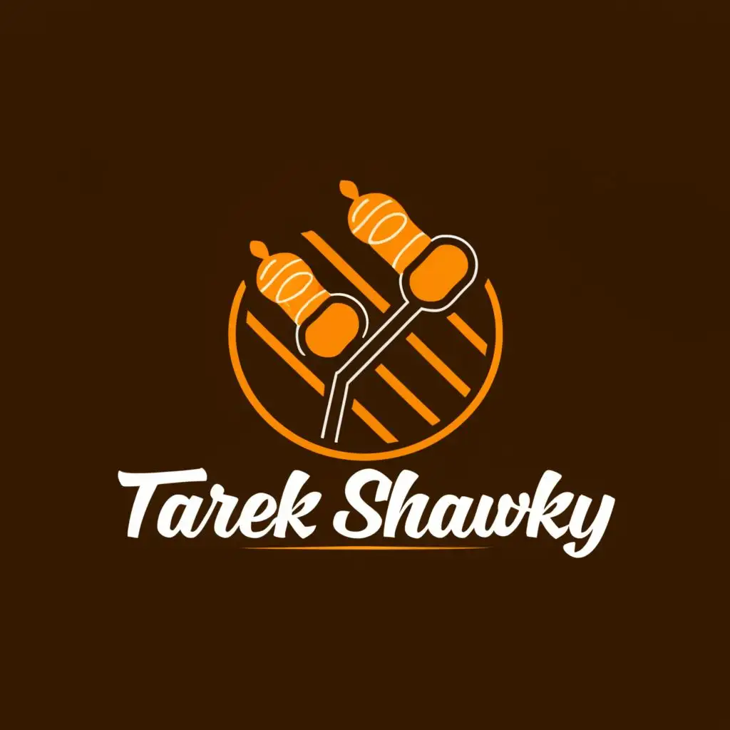 logo, Food, chicken, Grilled kofta, with the text "Tarek shawky", typography