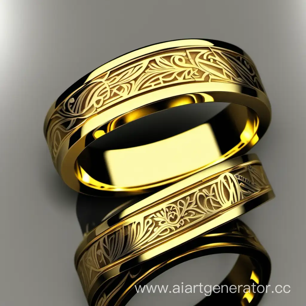 Elegant-Gold-Wedding-Rings-with-Intricate-Russian-Laser-Engravings