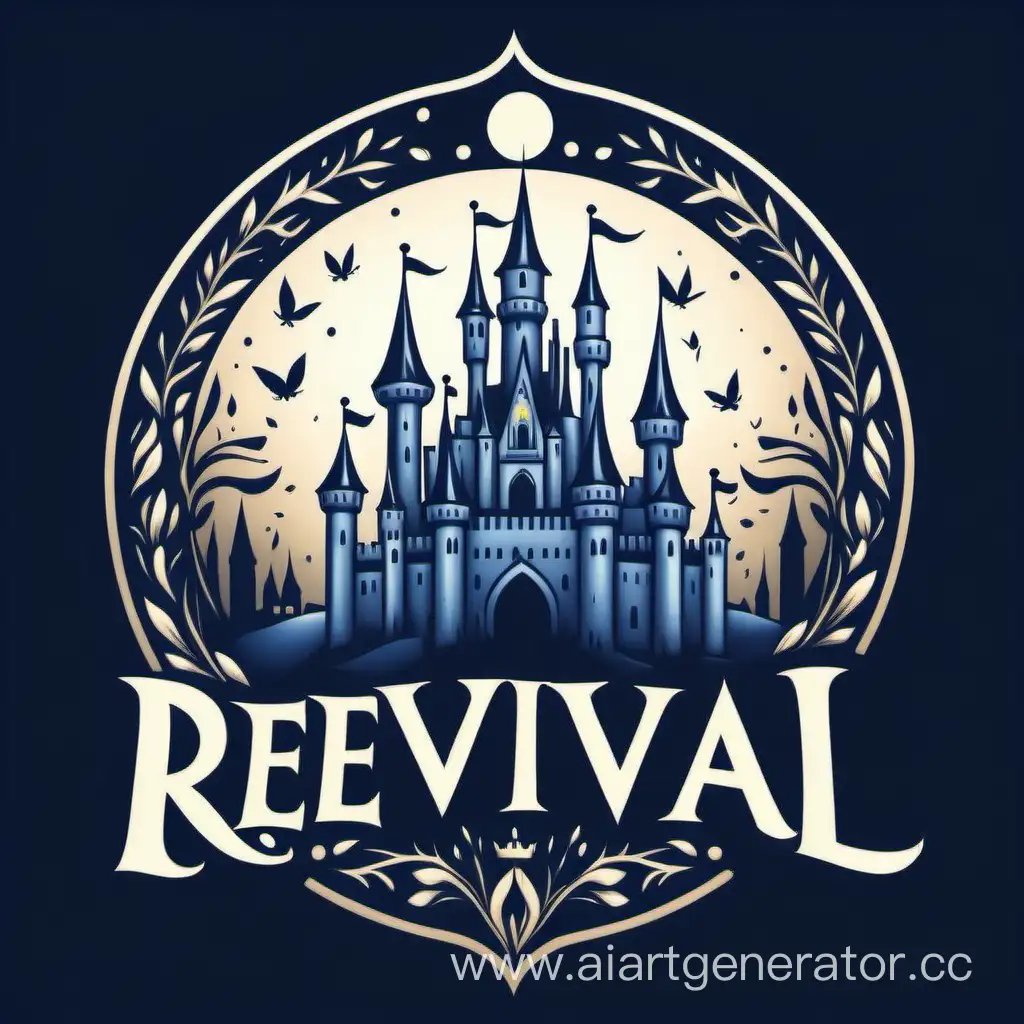 Revival world,сказочный стиль,логотип,сказочный замок,