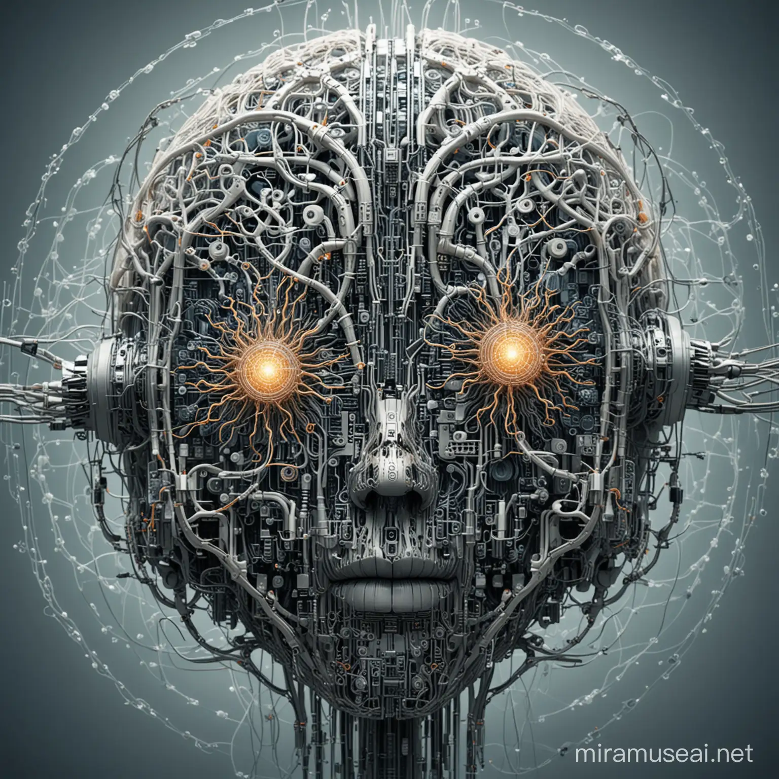 Intricate Cybernetic Network Brain Synapses and Circuitry Fusion