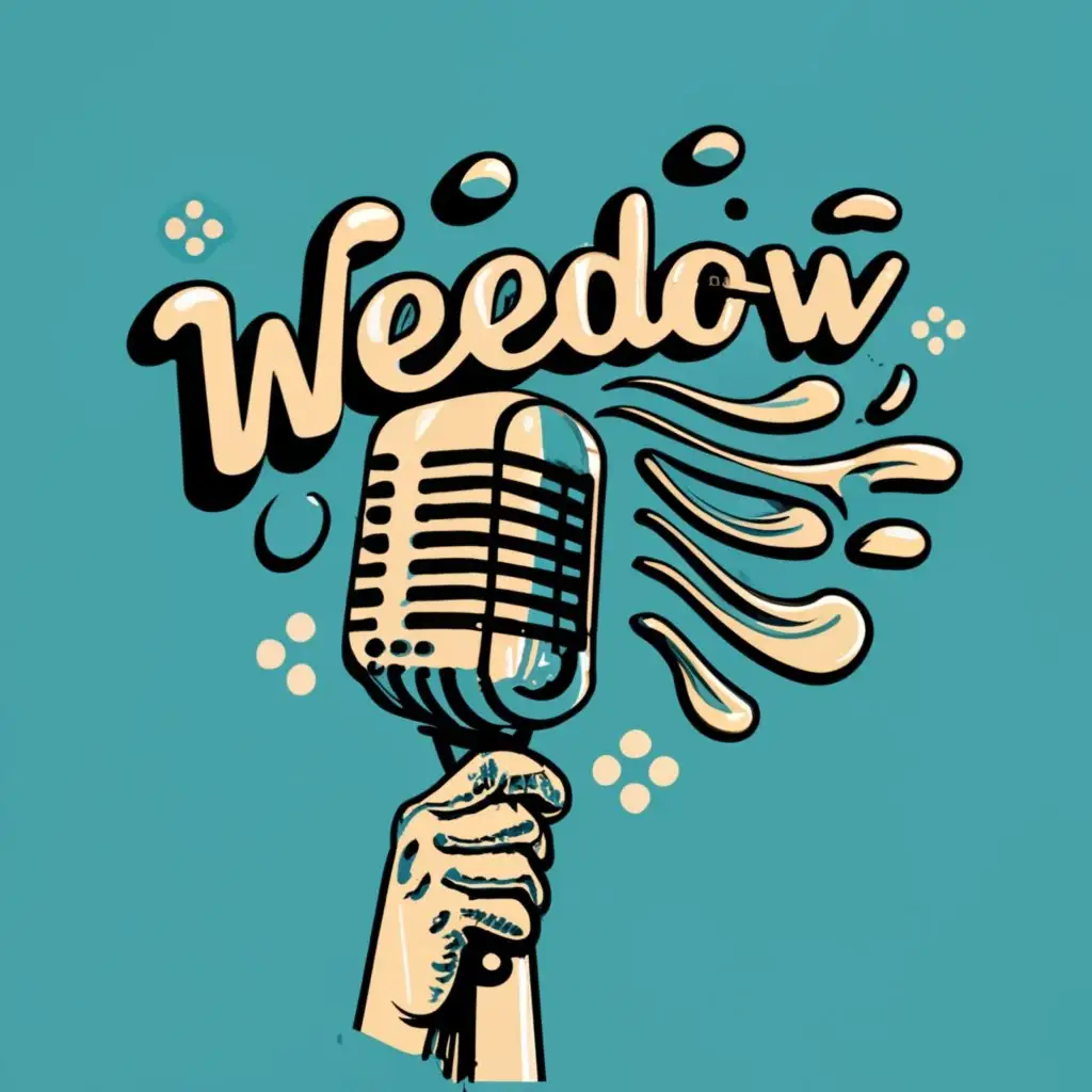 typographical logo, liquid, waves, microphone, with the text "WeedoW", typography, be used in Entertainment industry