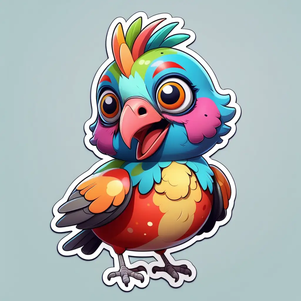 sticker of a cute colorful bird with clear background