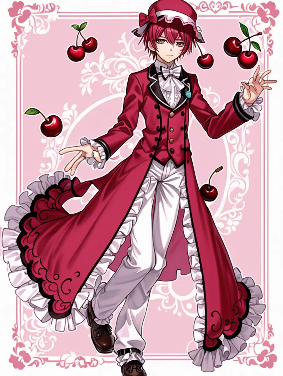 Lolita Anime Character with Cherry Blossoms Male Full Body Illustration