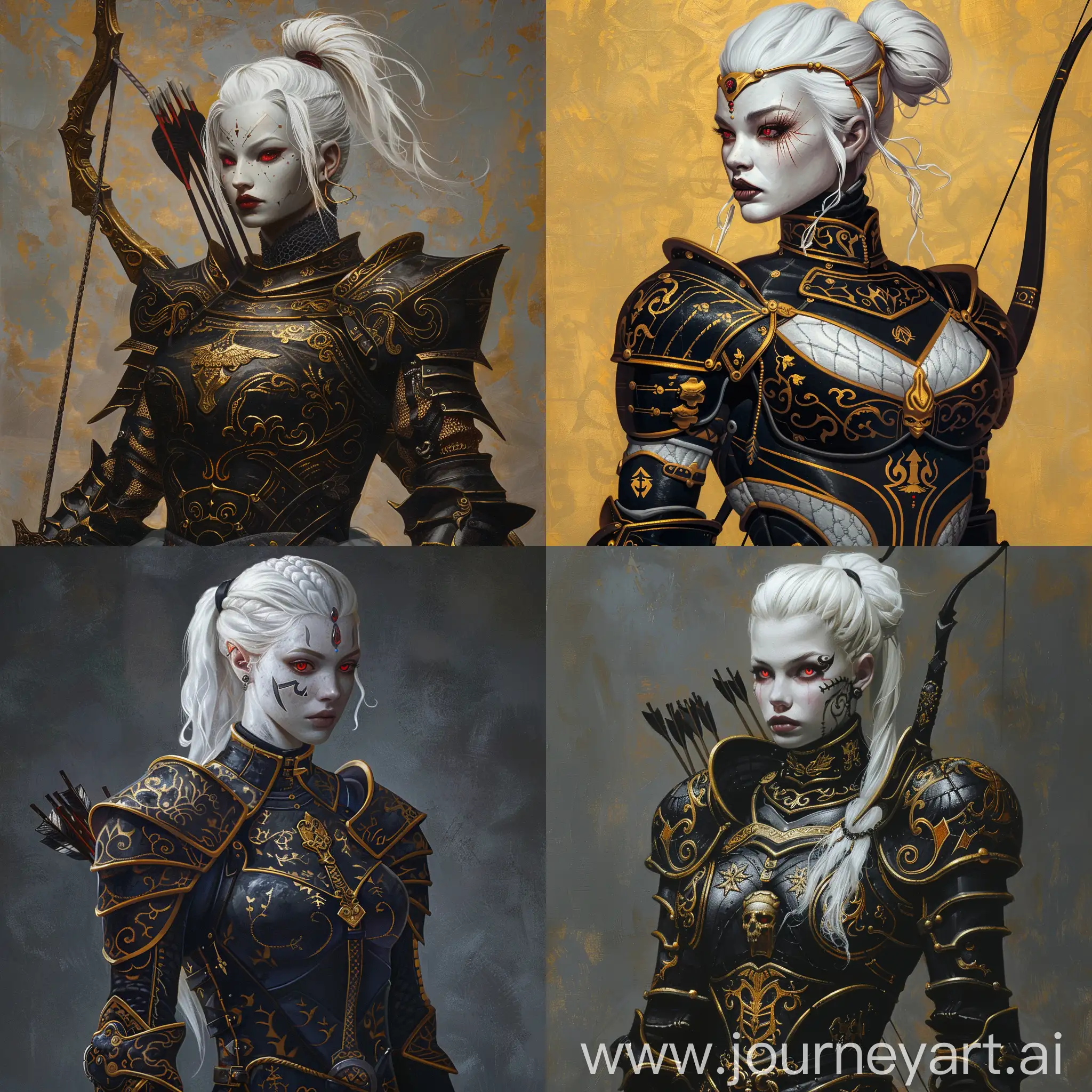 Exquisite-German-Corner-Noble-Female-Archer-in-Black-and-Gold-Armor