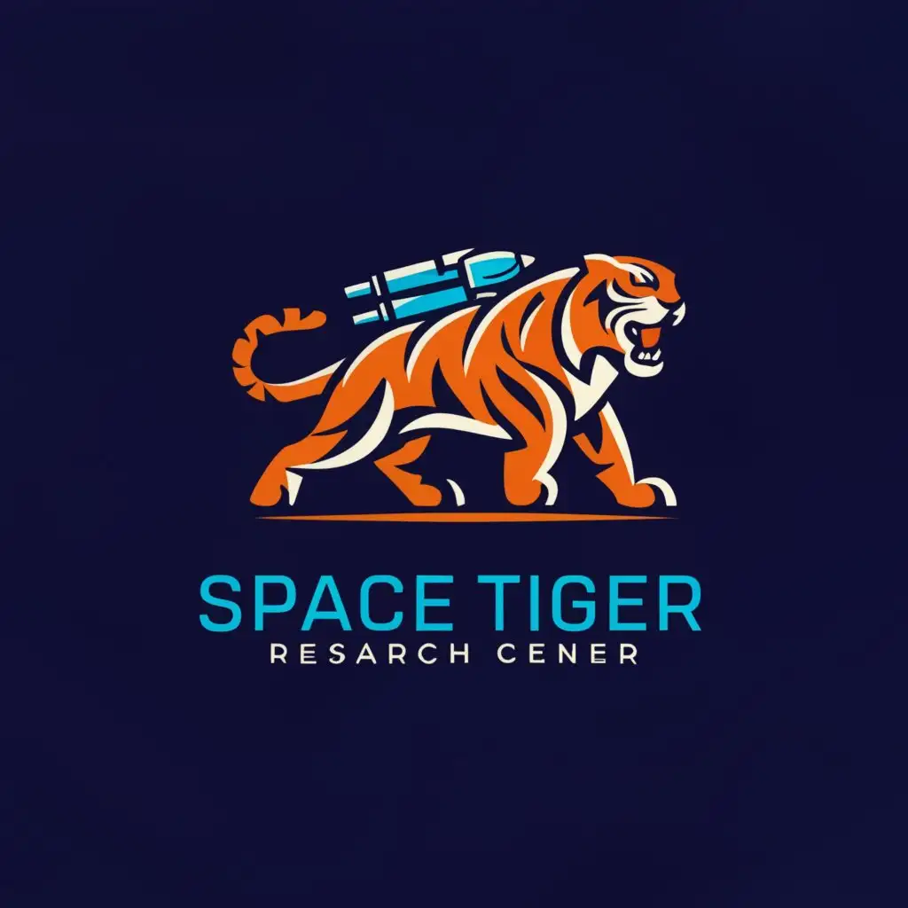 a logo design,with the text "Space Tiger Research Center", main symbol:Tiger,Moderate,clear background