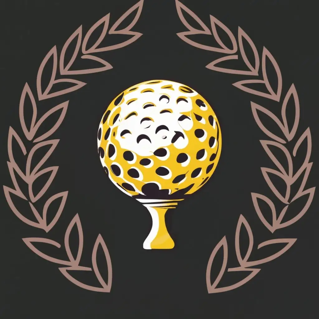 LOGO-Design-For-getthemballscom-Elegant-Japanese-Mon-with-Golden-Wreath-and-Golf-Ball