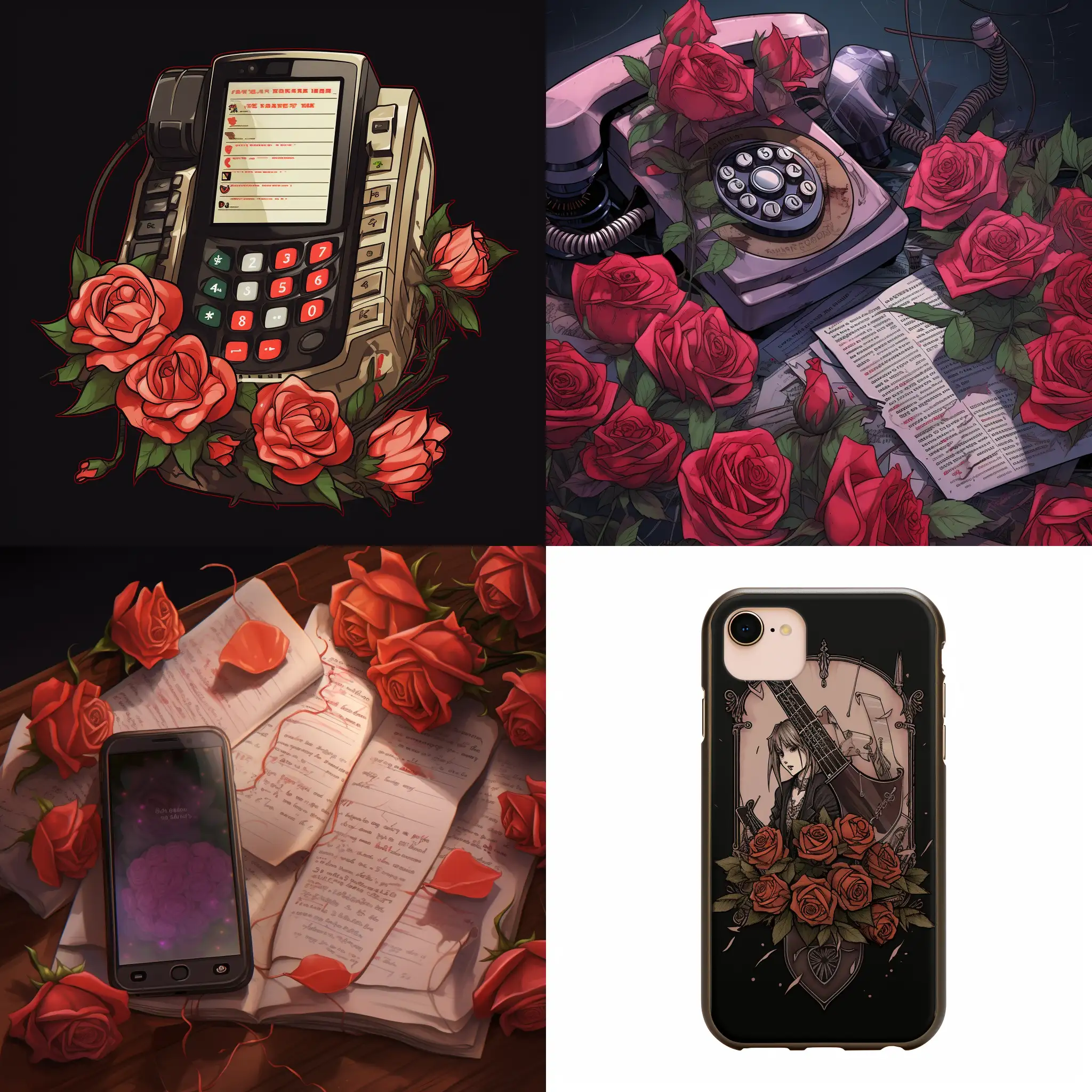 Romantic-Anime-Phone-with-Roses-and-Correspondence