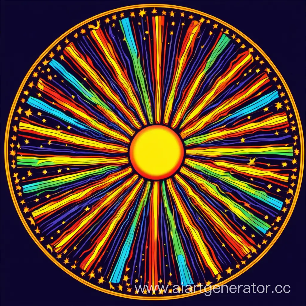 Heraldic-Sun-Superstar-with-Vibrant-RGB-Colorful-Beams