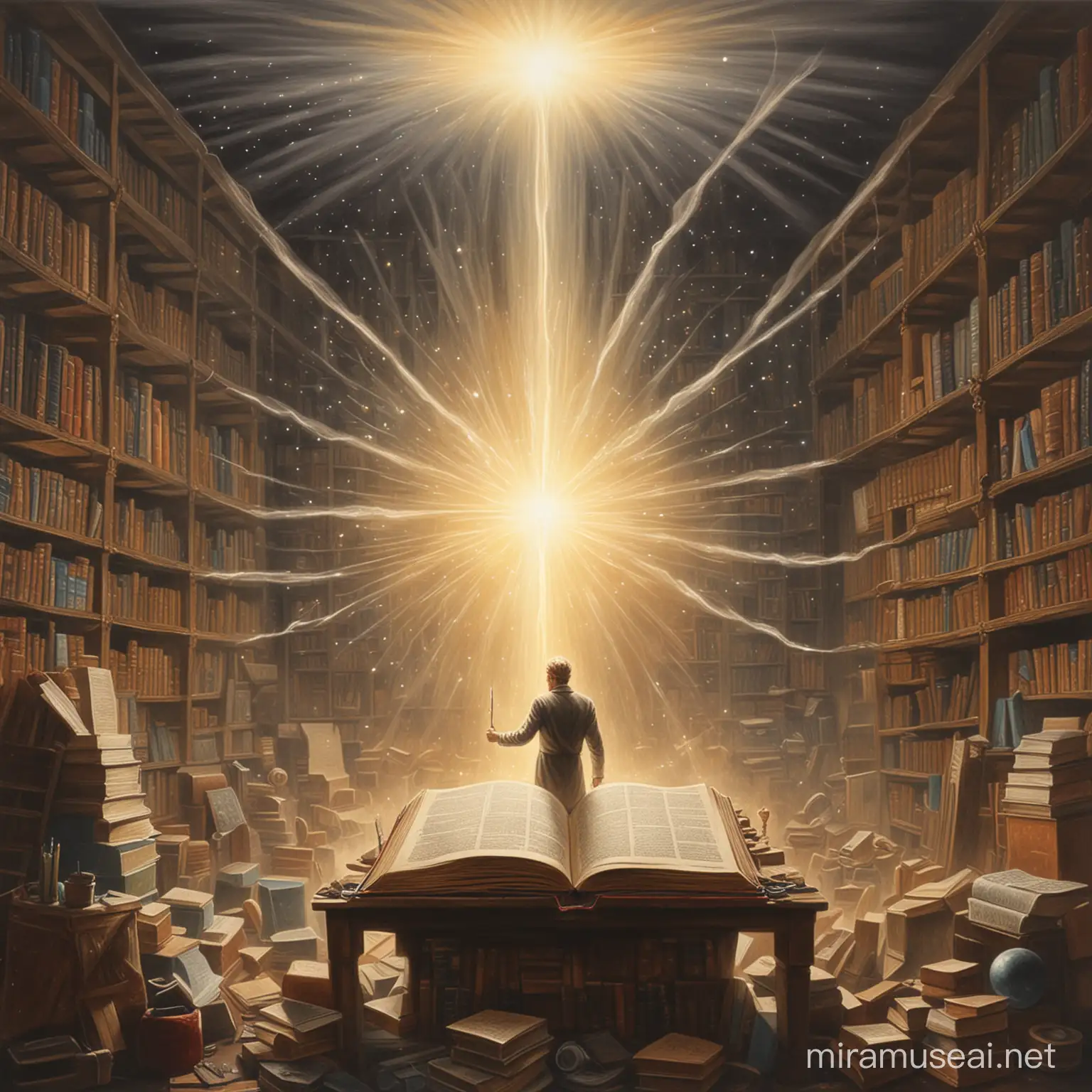 A painting drawing about knowledge and light