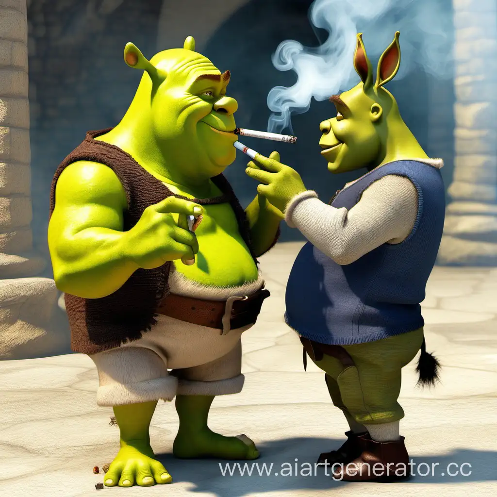 Shrek-and-Donkey-Smoking-Cigarettes