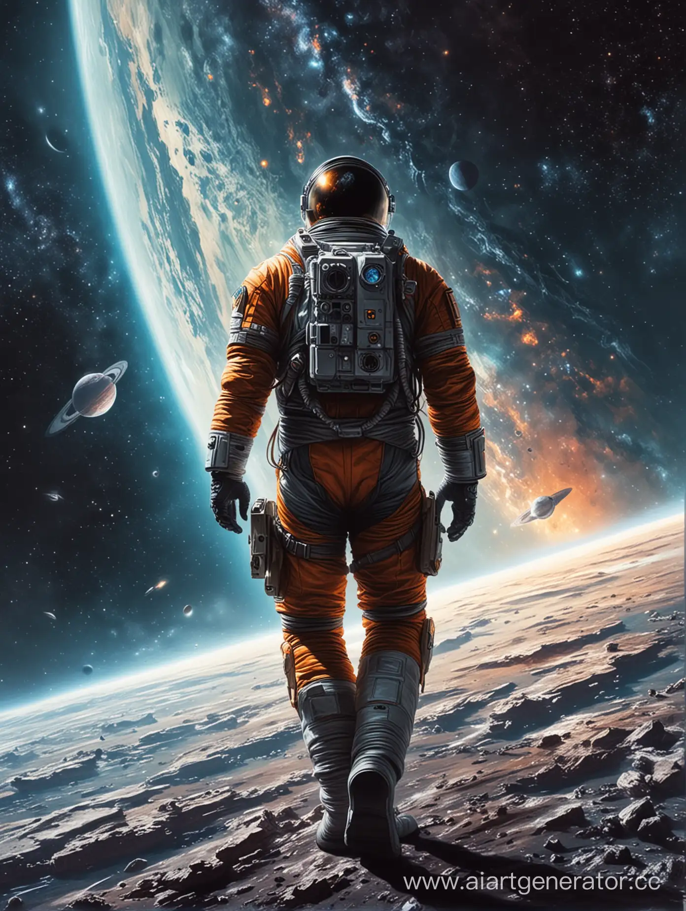 Exploring-the-Cosmos-Lone-Astronaut-in-Futuristic-Space-Exploration-Scene