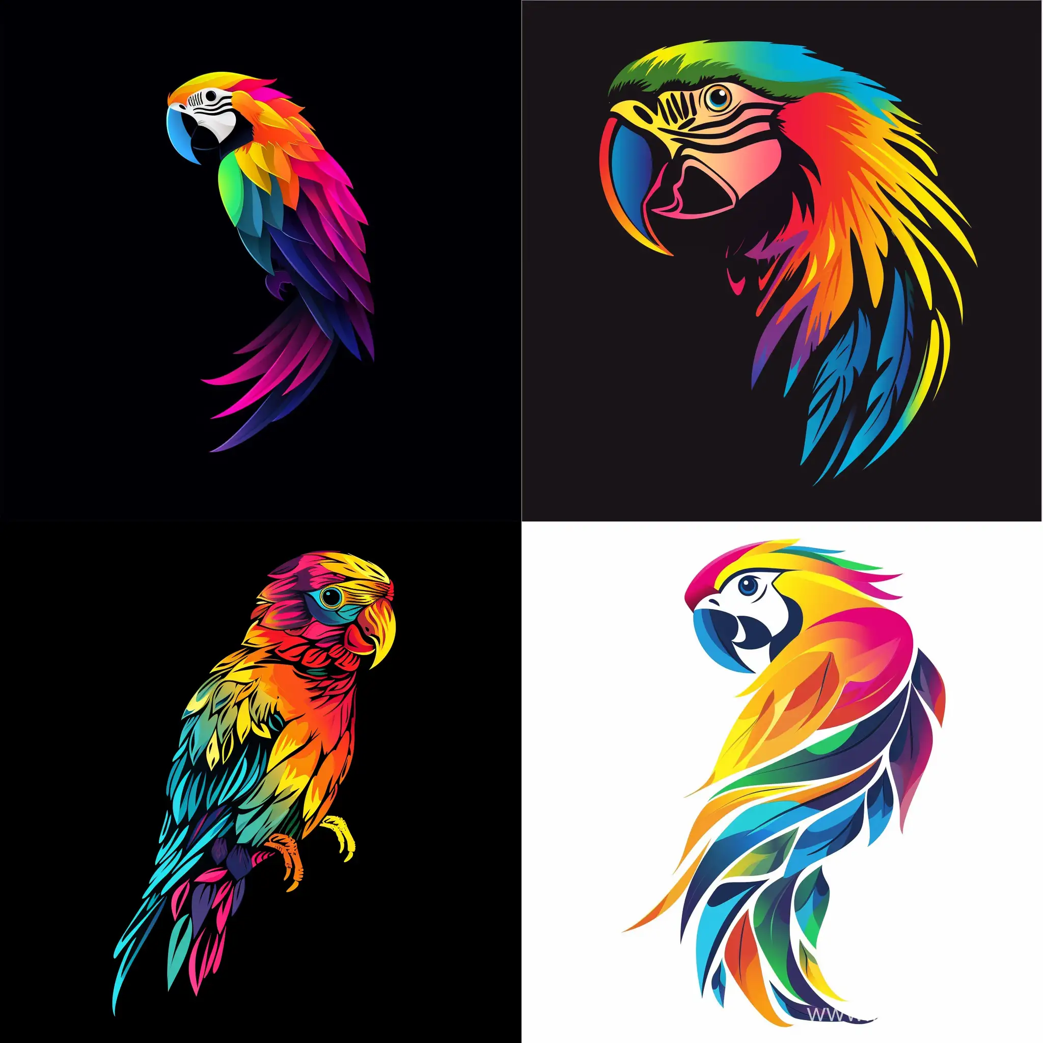 artistic logo of a parrot, colorful
