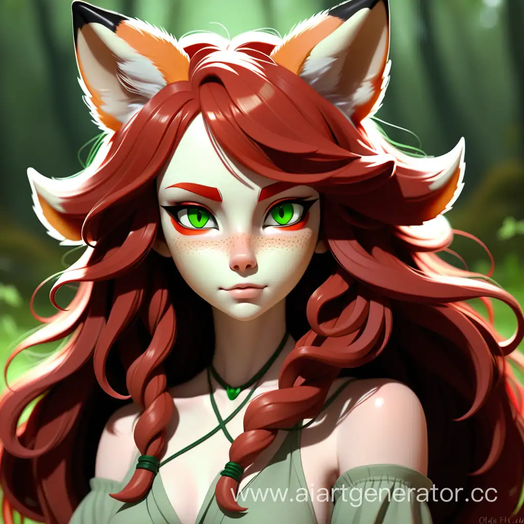 Enchanting-HalfHuman-HalfFox-Girl-with-Fox-Ears-Green-Eyes-and-Red-Wavy-Hair