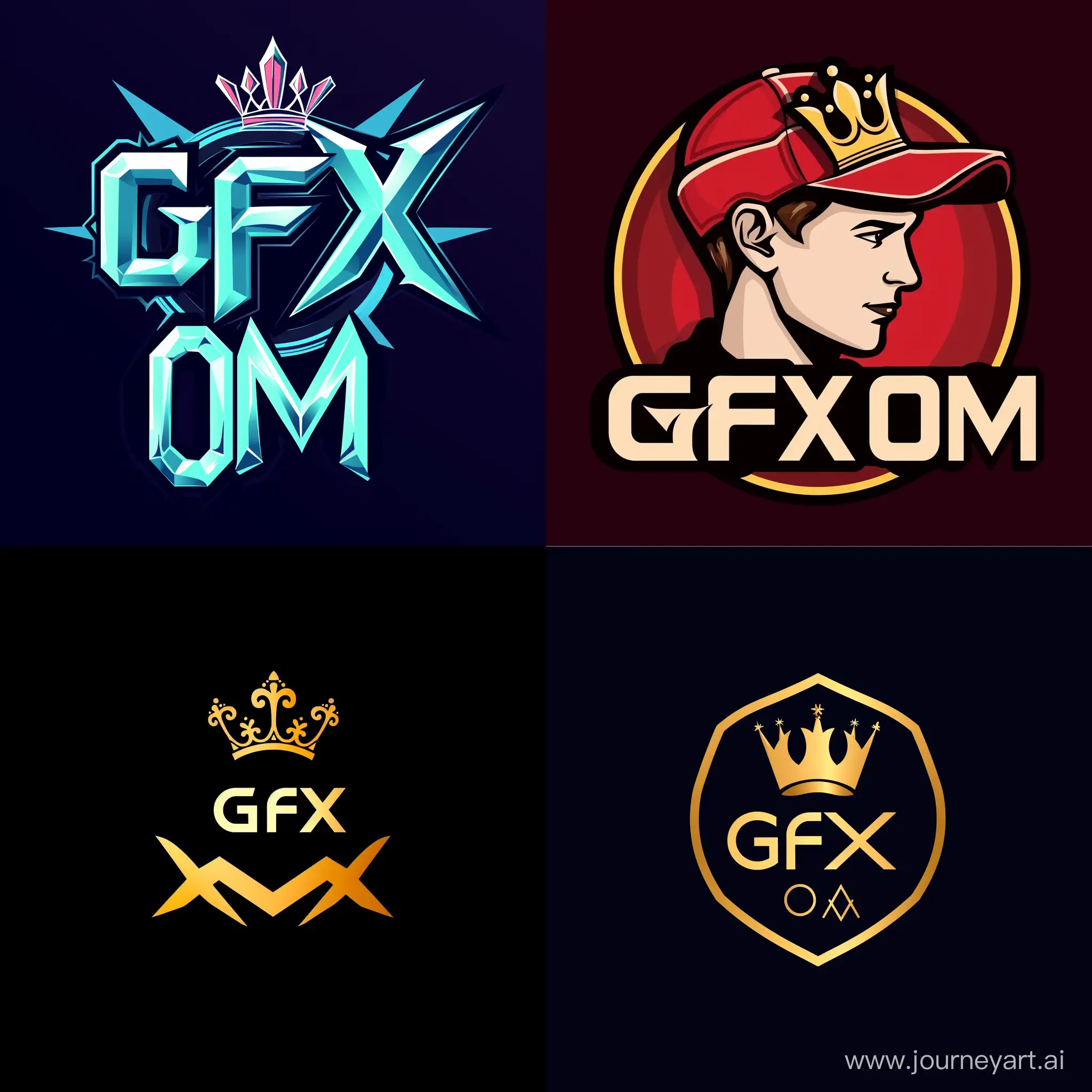 make a beautifull logo for name "  Gfx OM " angle boy , added crown shape in logo