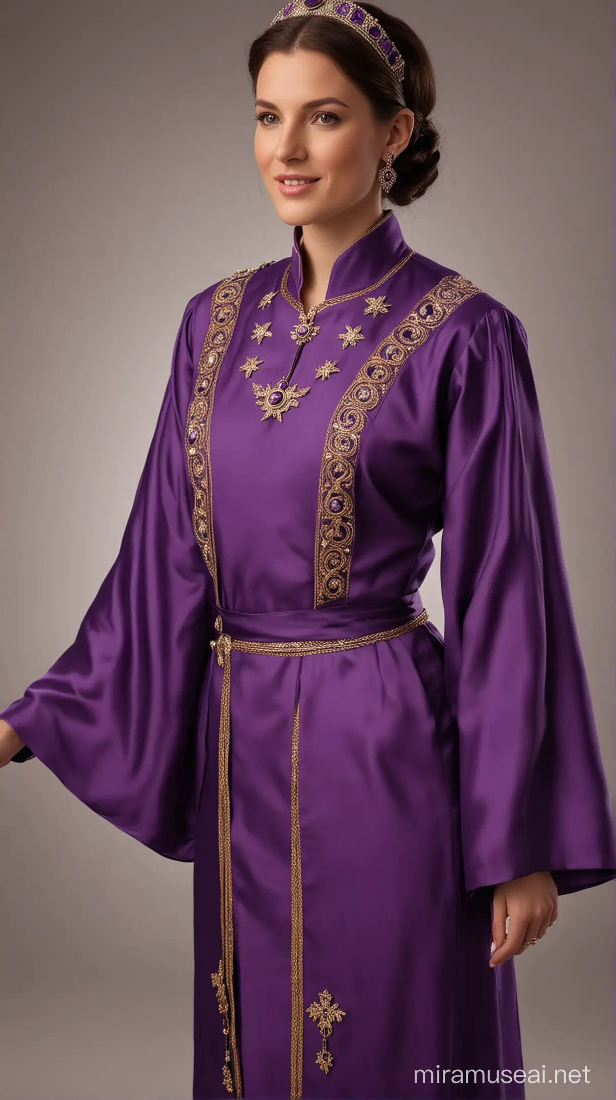 Include visual cues such as imperial insignias or senatorial robes to emphasize the significance of purple clothing.
