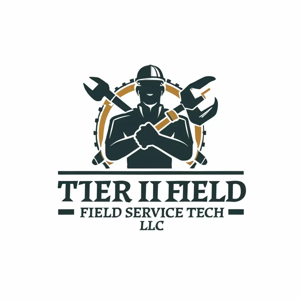 a logo design,with the text "TIER II Field Service Tech .LLC", main symbol:NEED this logo to include repairman character,Moderate,be used in Technology industry,clear background